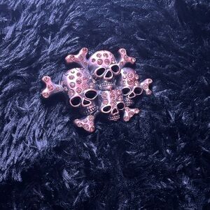 B.B. Simon Black and orange Crystal Skull Belt Buckle